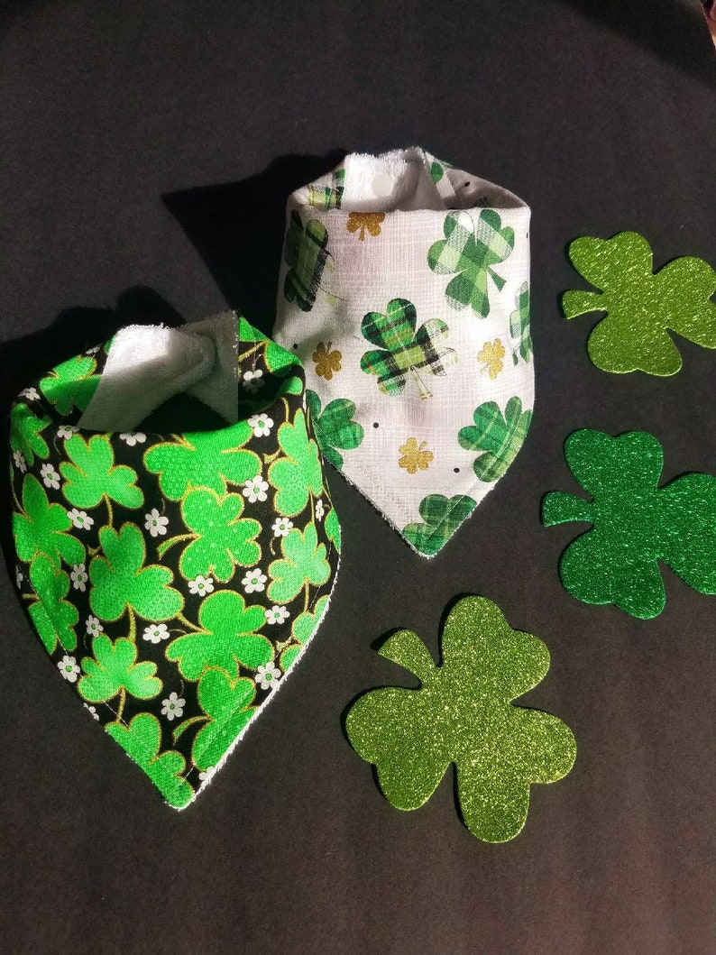 Patricks Day four leaf clover baby bibs holiday themed green bibs cotton baby bibs St