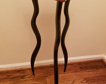 African Bongo Table. Ebonized maple legs and contrasting tops.  Inspired by the African Bongo antelope. Last pic is rare African Zebrawood.