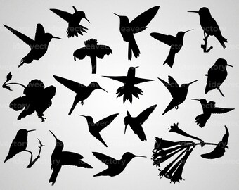 Hummingbird Vector Bundle, hummingbirds clipart, bird cut files for silhouette, files for cricut, flower svg, dxf, eps, ai design file