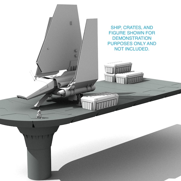 DOWNLOAD Sci-fi landing platform printable STL file for game terrain.  Native scale 1/48th compatible with FFG's Star Wars Legion.