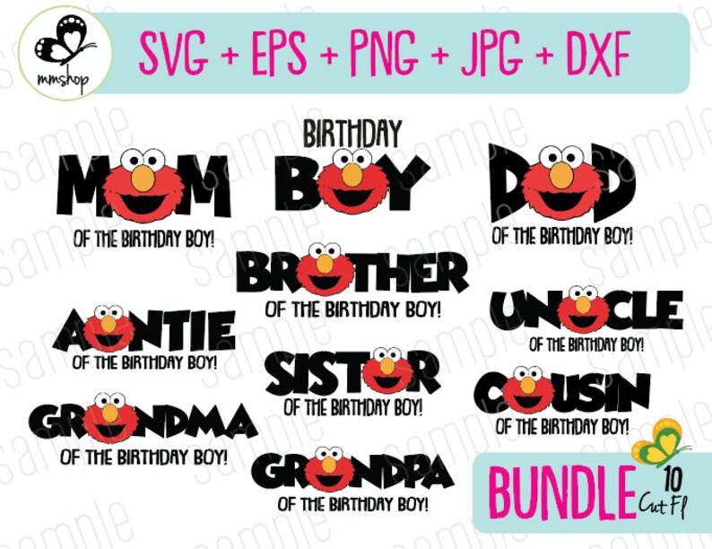 Download Svg Files Elmo Bundle Sesame Street Birthday Boy Family Names Instant Download Clip Art Art Collectibles