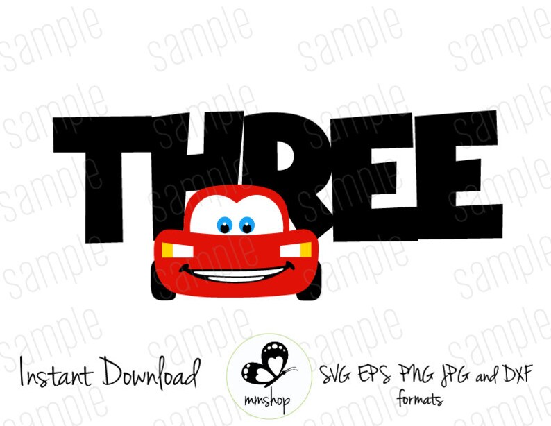 Three Lightning Mcqueen Cars Instant Download Svg Etsy