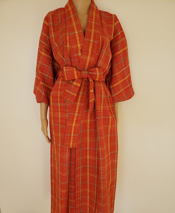 REAL Japanese Kimono Robe, Plaid- Check Pattern 1… - image 7