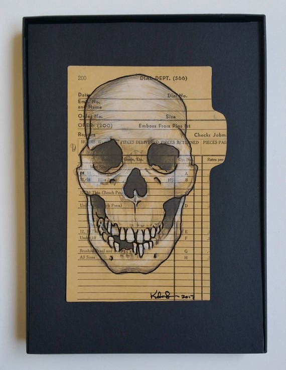 Czaszki Rysunku Ilustracja Grafit Biały Ołówek Węglowy Karta Katalogowa Vintage Biblioteki Oryginał Fine Art Czaszka Decor