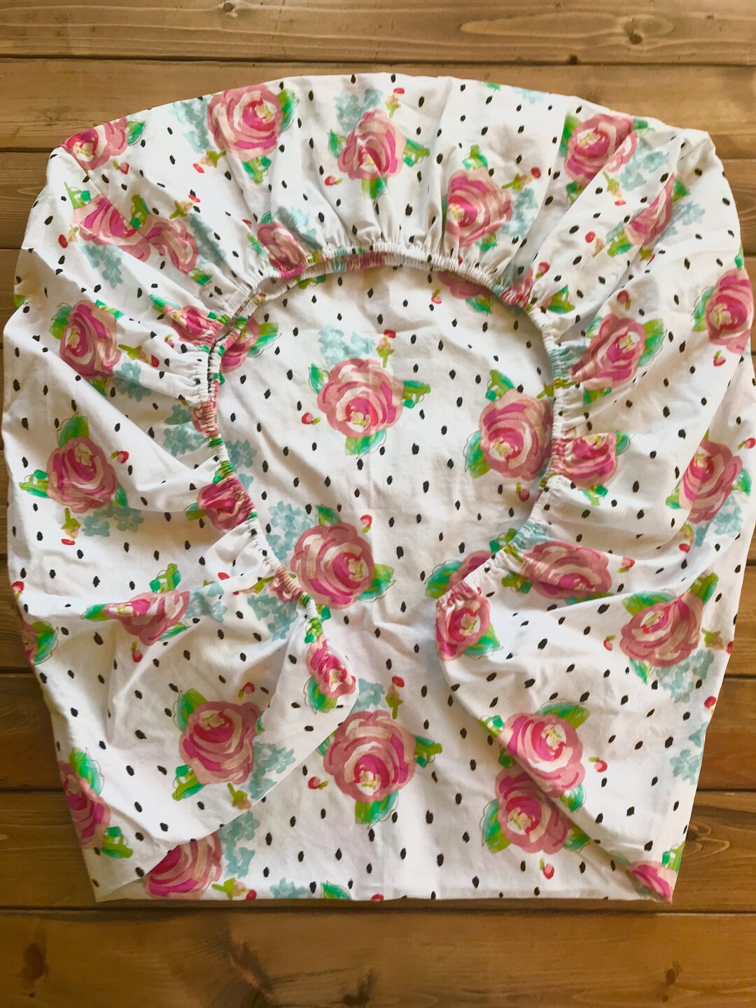 Floral Polka Dot Crib Sheet Etsy