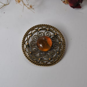 Baltic amber brooch, Ethnic jewelry for women by 1960s