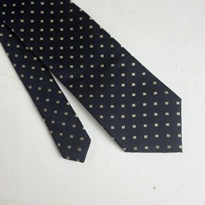 Vintage Marks & Spencer Silk Tie Black Gold Geometric Necktie, Classic Business Tie Wedding Gift