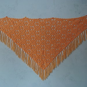 1990s triangular scarf, hand knit shawl crochet, Bohemian Style