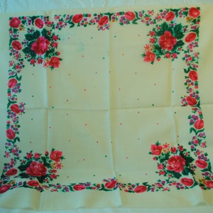 1970 Wool Shawl  for girl and woman,  Floral pattern folk ukrainian shawl