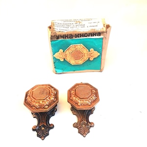 Victorian Style Copper Silumin Door Handles: Hexagonal Design, Unused (1990s, Two Sets Available)