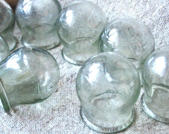 Vintage glaskoppburkar: Set med 10 massagekoppar från sovjettiden