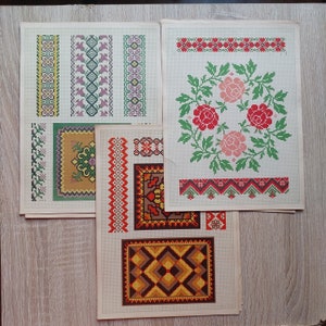 Large Album with Latvian Patterns of Cross-Stitch Embroidery, Latvian Folk Art - 1950
