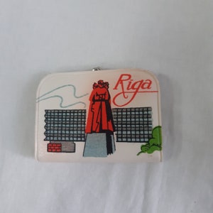 Monedero unisex de cuero letón soviético de 1980, "Riga", con cierre de boquilla.