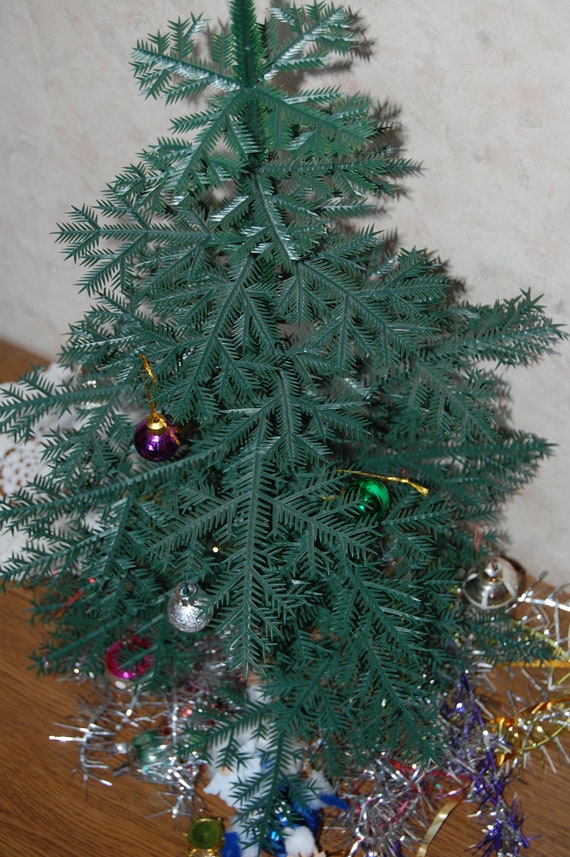 Small Plastic Christmas tree with ornaments 53cm Soviet Xmas Etsy