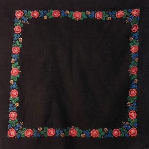 Woolen Scarf - Floral Pattern with Roses, Traditional Ukrainian Design for Girls and Women - 1980