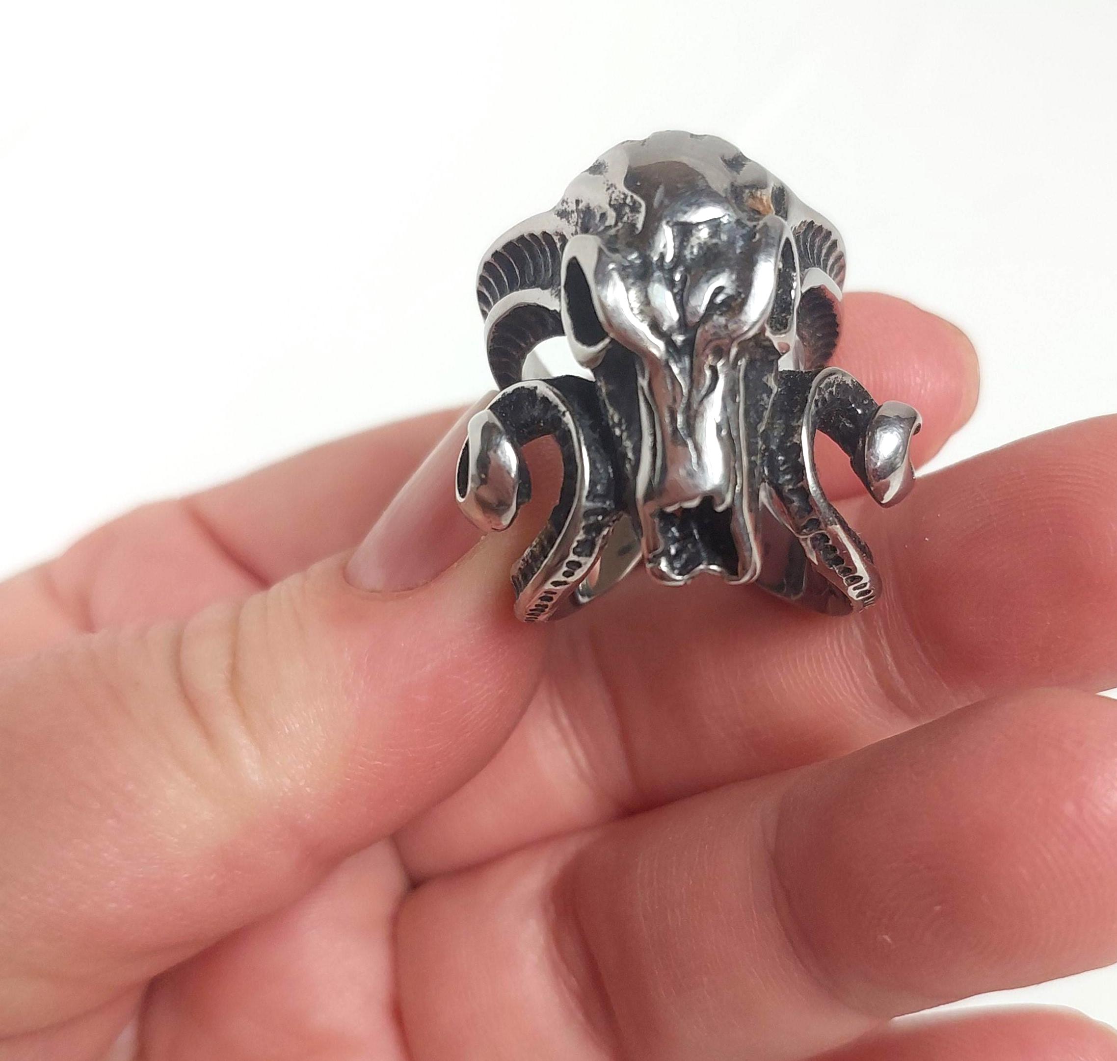 Vintage Ram Skull Ring: Stainless Steel Biker Rocker Jewelry - Etsy