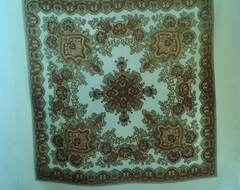 1990 cotton Shawl for girl and woman, Floral pattern with Flowers, folk ukrainian shawl