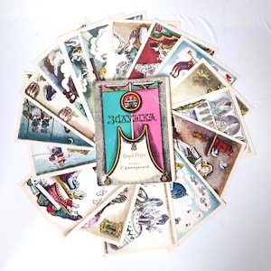 Set di cartoline d'epoca di Cenerentola - Illustrazione della fiaba sovietica del 1975 di G. Dmitrieva - 16 carte complete
