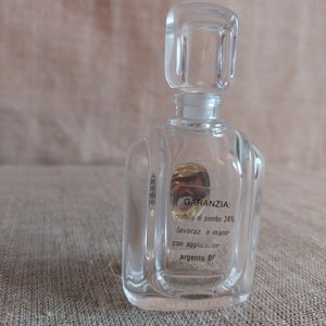 1980 French Crystal Perfume Bottle with Pewter Accents - Vintage Elegance from France