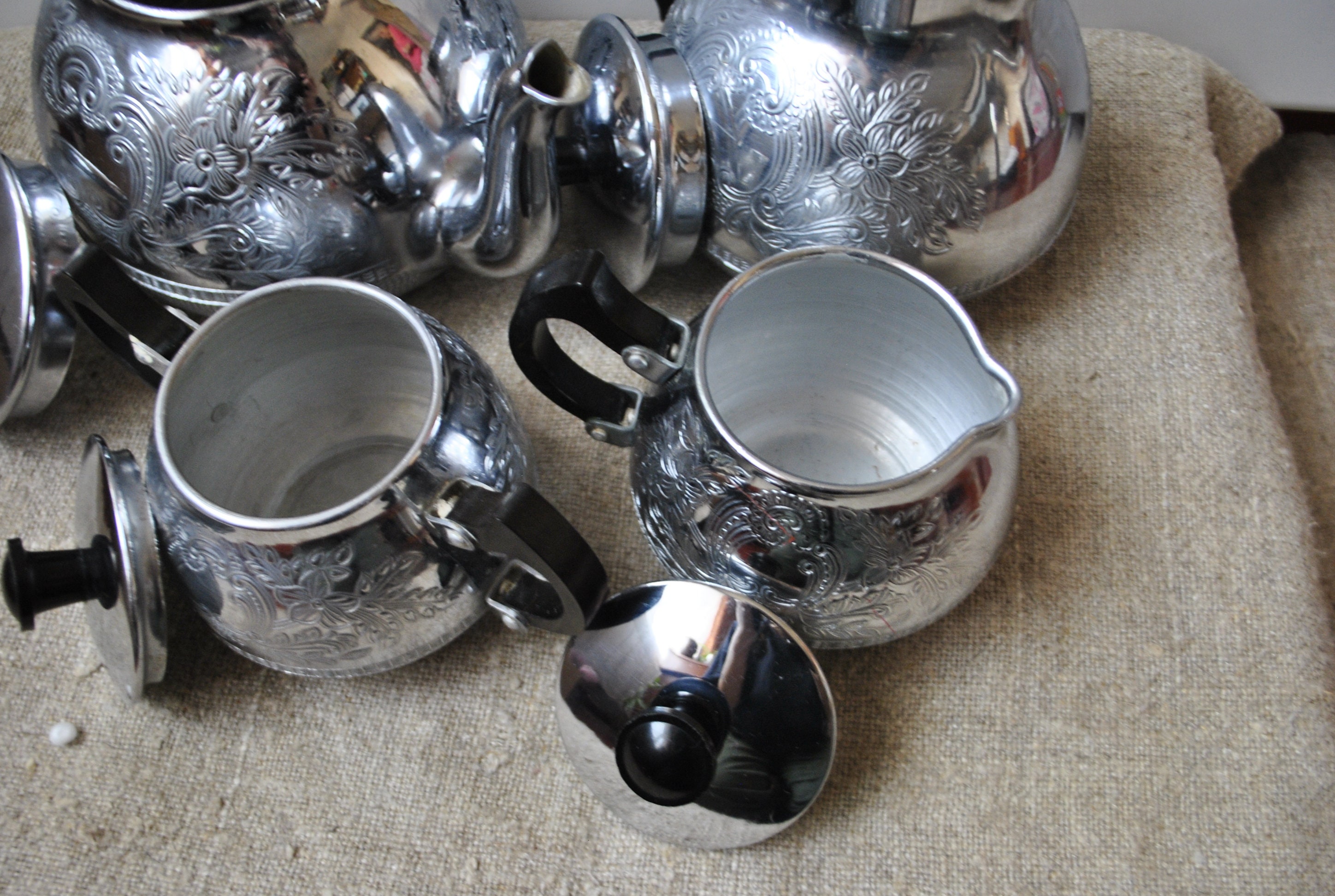 Vintage Silver Metal Tea Set: 1970s USSR Metalware - Etsy Finland