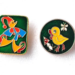 set of 2 Children&#39;s badges from Russian folk tales and cartoons, USSR animation