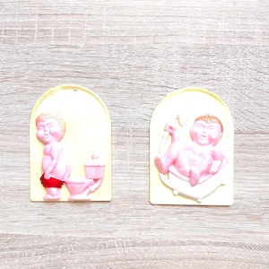 Vintage USSR Bathroom Sign: 1980s Baby Illustrations
