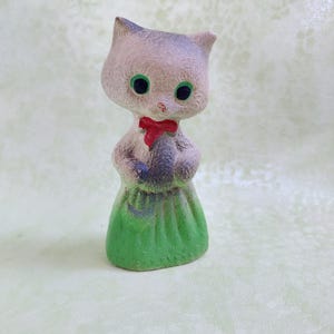 Vintage Rubber Cat Toy with Squeaker - USSR Collectible, Ornamental Figurine- 1970s
