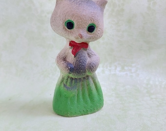 Vintage Rubber Cat Toy with Squeaker - USSR Collectible, Ornamental Figurine- 1970s
