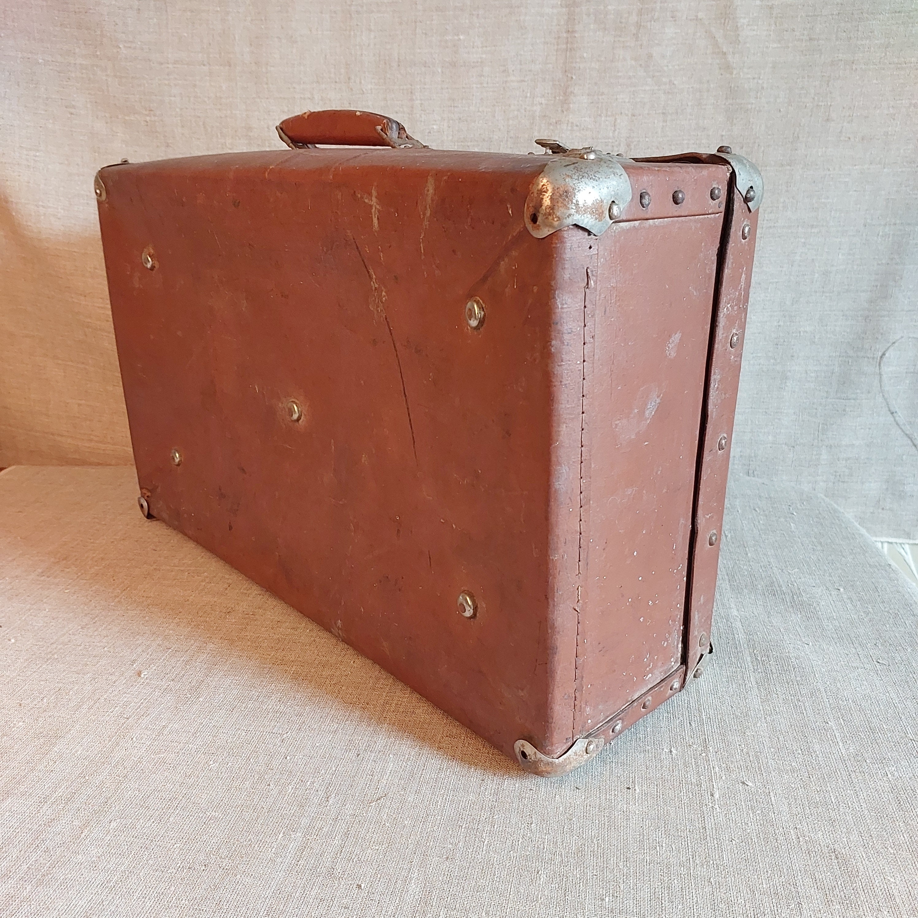 1964 Soviet Era Suitcase - Small Faux Leather Cardboard Suitcase