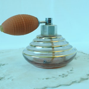 1980 - Perfume Atomizer Spray Bottle, Stunning Miniature Perfume in Pink Iridescent Glass