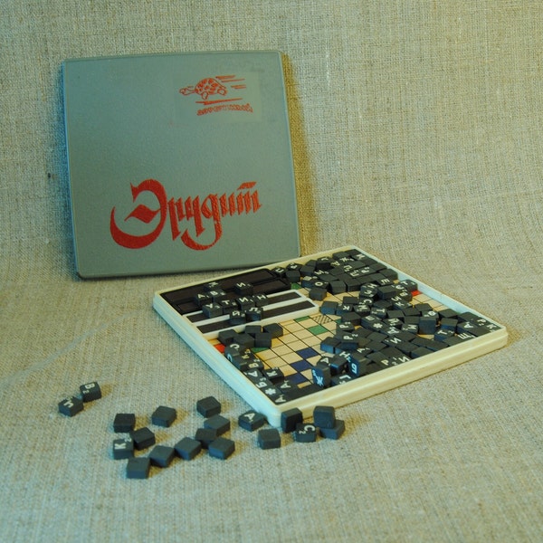 Travel deluxe Scrabble set in Russian,  Handy travel word board game ERUDIT-1980