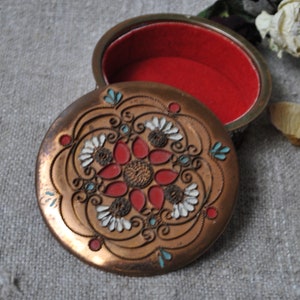 Small antique art nouveau jewelry casket box with  wear and patina