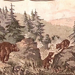 Alfombra de gobelino con osa y sus crías en el bosque, decoración de pared, 1970
