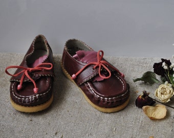 Children leather brown shoes for Unisex kid boots made in USSR by 1980s