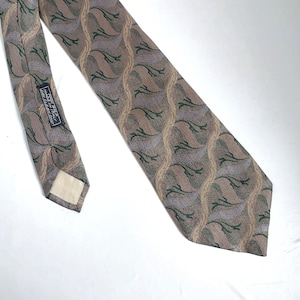 Vintage Italian Art Deco Silk Tie – Abstract Wavy Pattern, 100% Silk, Made in Italy