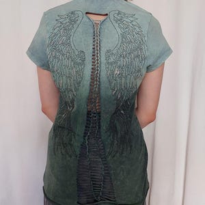 Philipp Plein Women's Green T-Shirt, Size L - Stringy Sleeve, Sequined Designer Top, Casual Chic