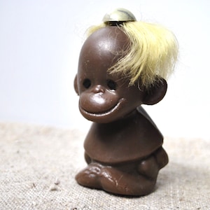 1970 - plastic toy monkey, USSR doll, eco toy