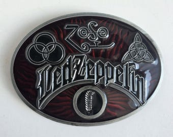 Led Zeppelin Belt Buckle Red Enamel Metal Buckle Rock Band Style