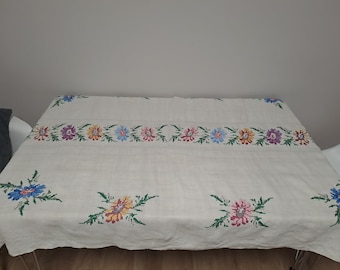 Handmade Linen Tablecloth with Authentic Embroidery - Rectangular-1970