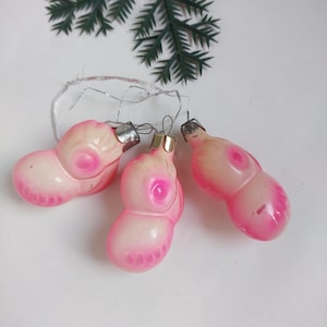 Set of 3 Vintage Glass Bird Ornaments - 1980s Christmas Tree Decorations