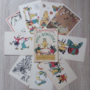 1963 Set of 9 Color Postcards: Illustrated Children's Fairy 1963 Set of 9 Color Postcards: Illustrated Children's Fairy