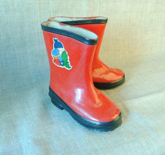 1980 - Children rubber red boots, Galoshes for unise… - Gem