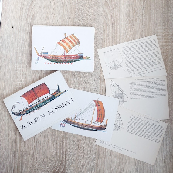 Vintage Soviet History of Ships Postcards, Set of 32, USSR 1981