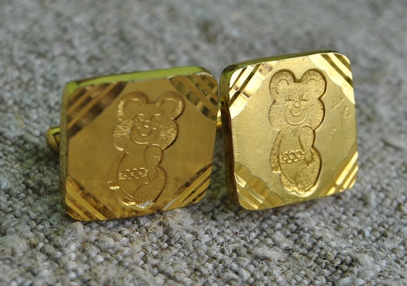 Olympic Bear cufflinks for men,   Square cufflink… - image 2