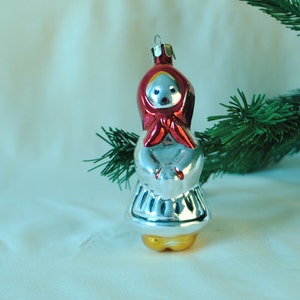 Glass Christmas toy Girl, Ukrainian Vintage Child Christmas Tree Ornament - Hand-Painted Slavic Ornament, 1970s