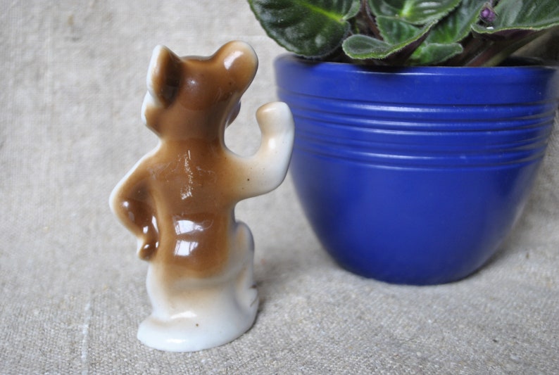 Soviet figurine Bear Footballer-player ZHK Porcelain Figurine 1980-s USSR Antique Ceramic MISHKA Olympic Games