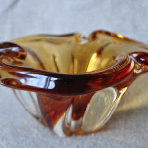 Art glass bowl amberina with bubbles Murano Style 1960s
