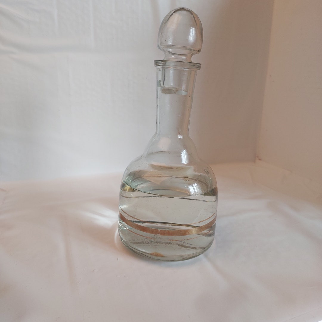 Soviet Small Glass Decanter 0.5L Prozor Clean Decanter With Golden