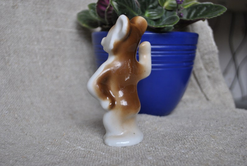 Soviet figurine Bear Footballer-player ZHK Porcelain Figurine 1980-s USSR Antique Ceramic MISHKA Olympic Games