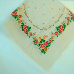 Wool Shawl  for girl and woman,  Floral pattern folk ukrainian shawl